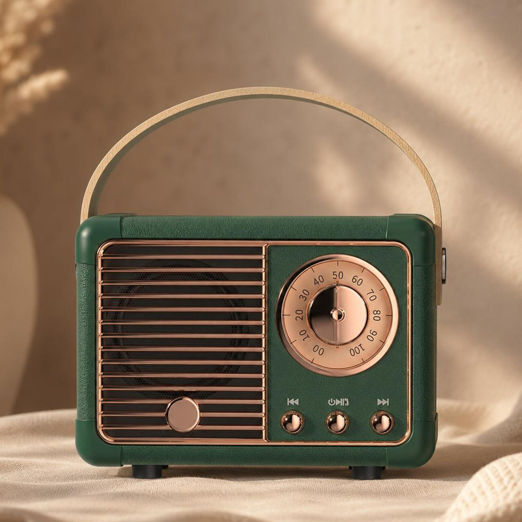 Vintage‑Inspired Portable Wireless Audio Player With Classic Radio‑Style Outer Appearance