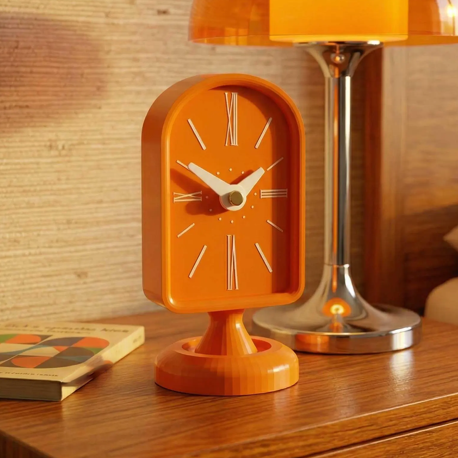 Mid‑Century Space‑Age Retro Pedestal Table Clock