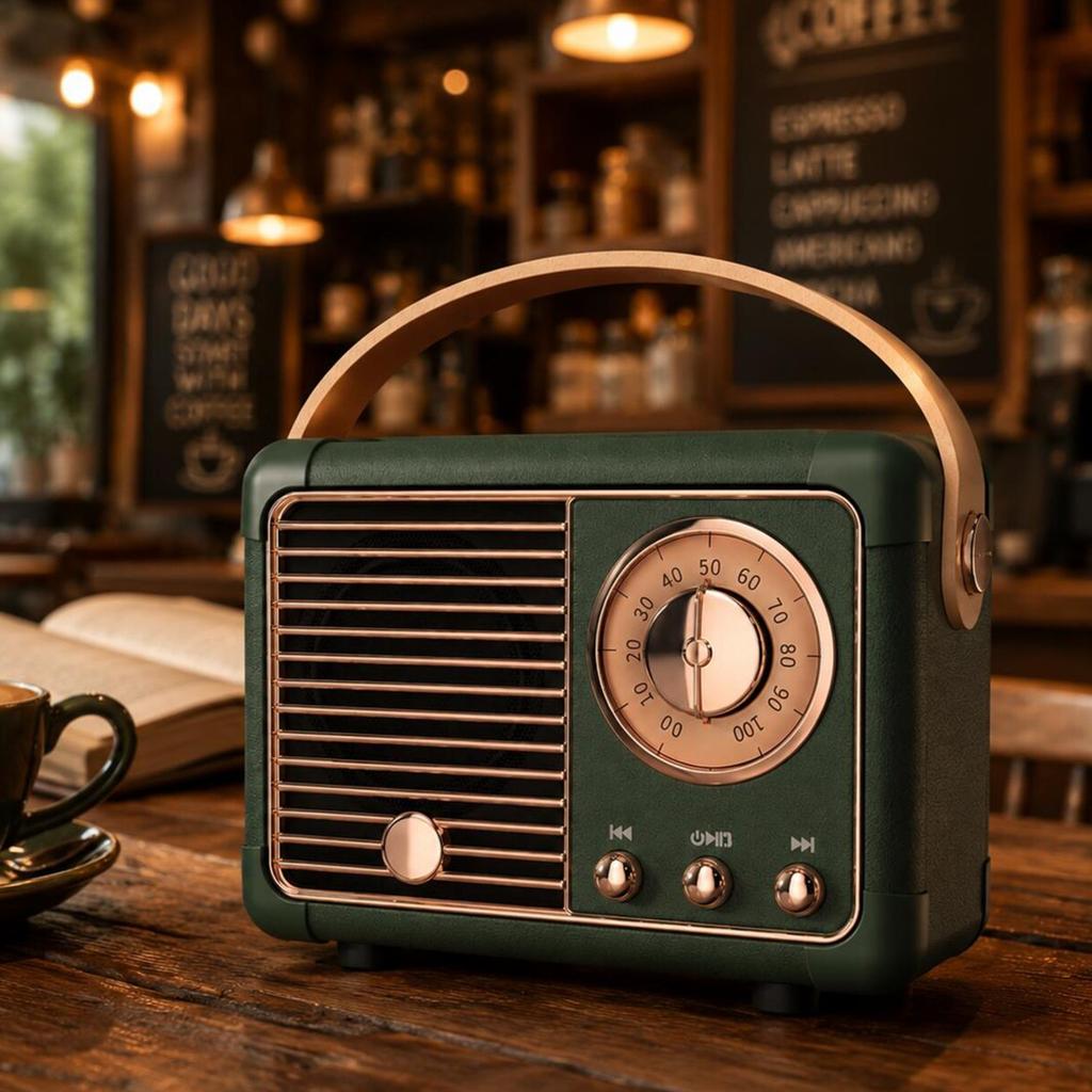 Vintage‑Inspired Portable Wireless Audio Player With Classic Radio‑Style Outer Appearance