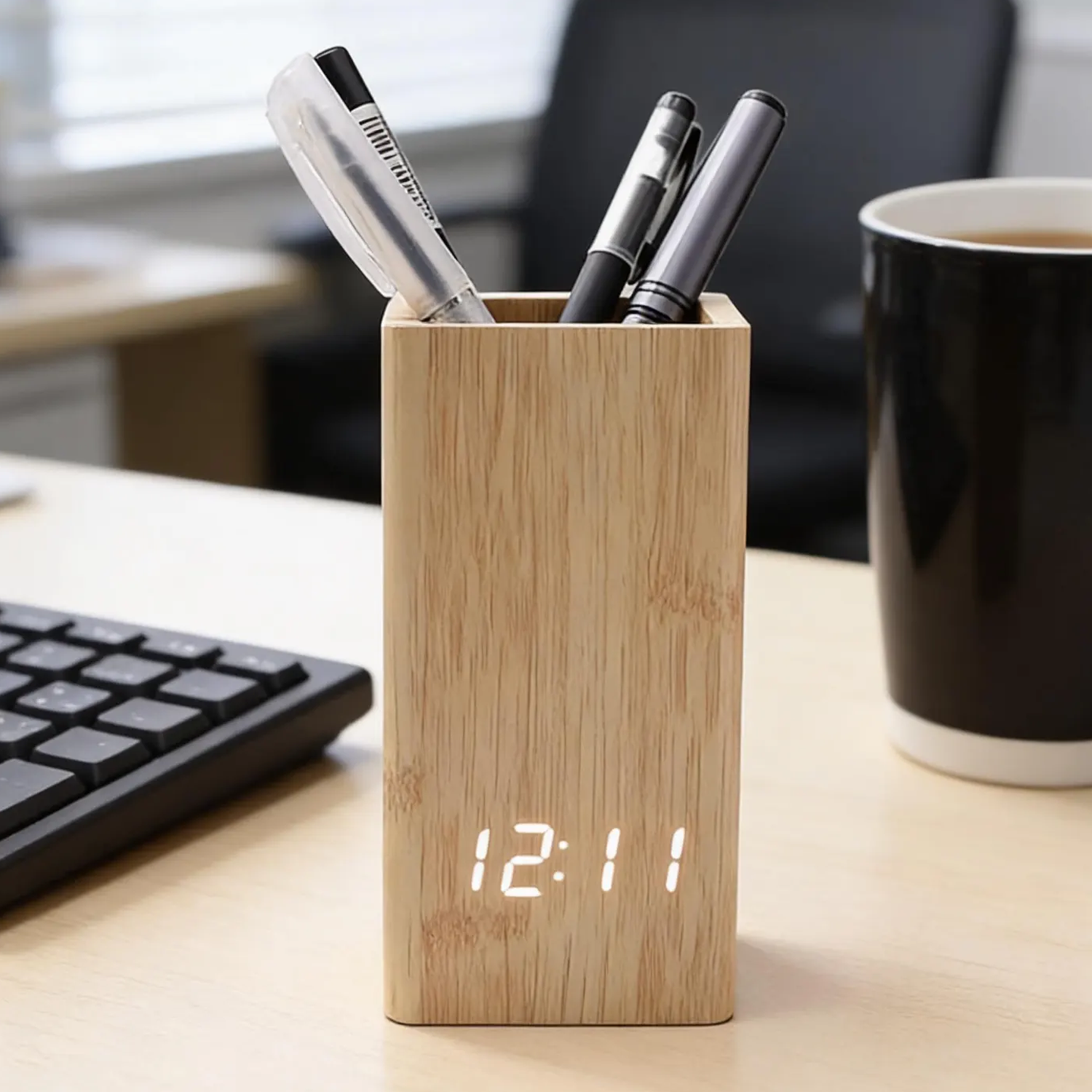 Multi‑Function LED Desk Organizer Clock With Pen Storage
