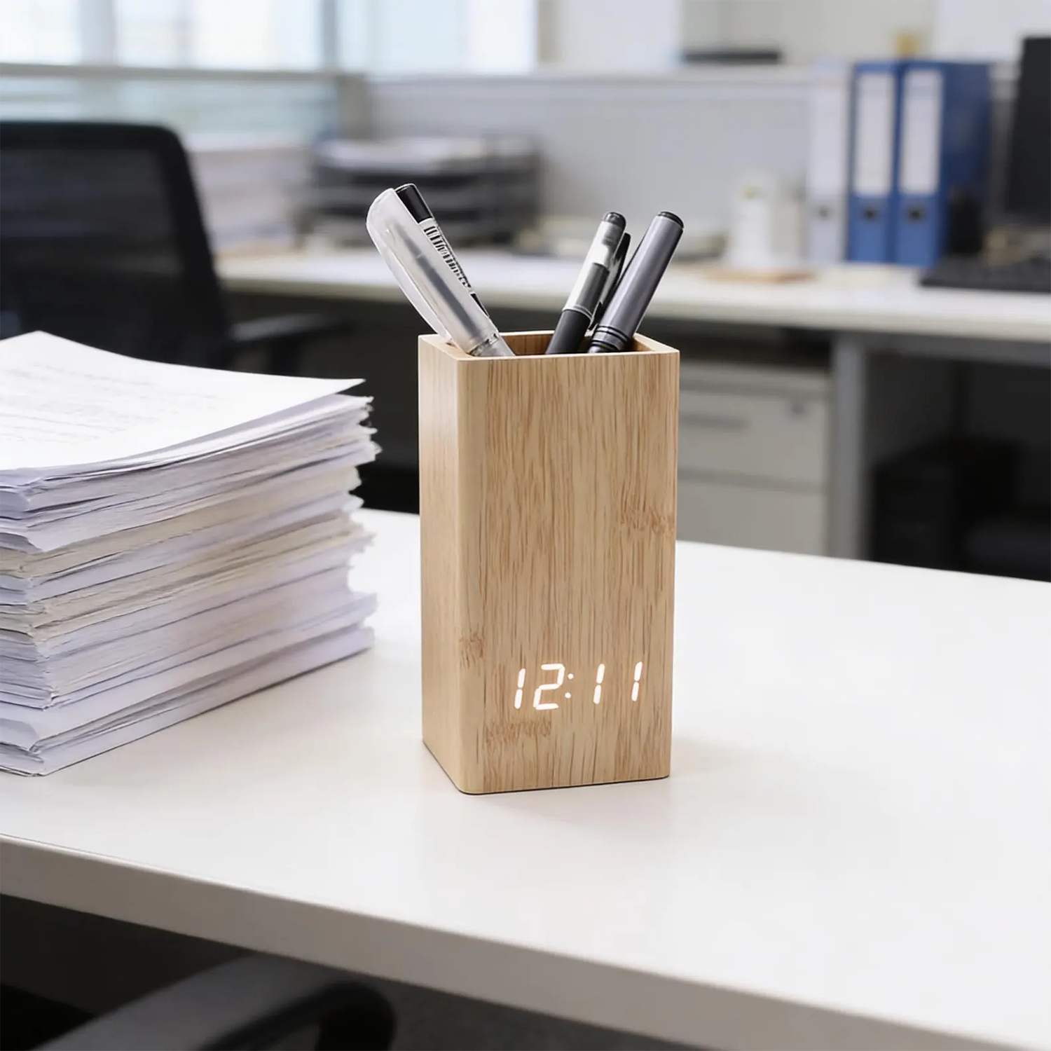 Multi‑Function LED Desk Organizer Clock With Pen Storage